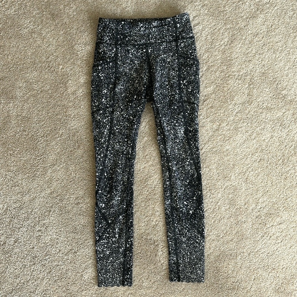 Lululemon leggings, size 2 black and white speckled